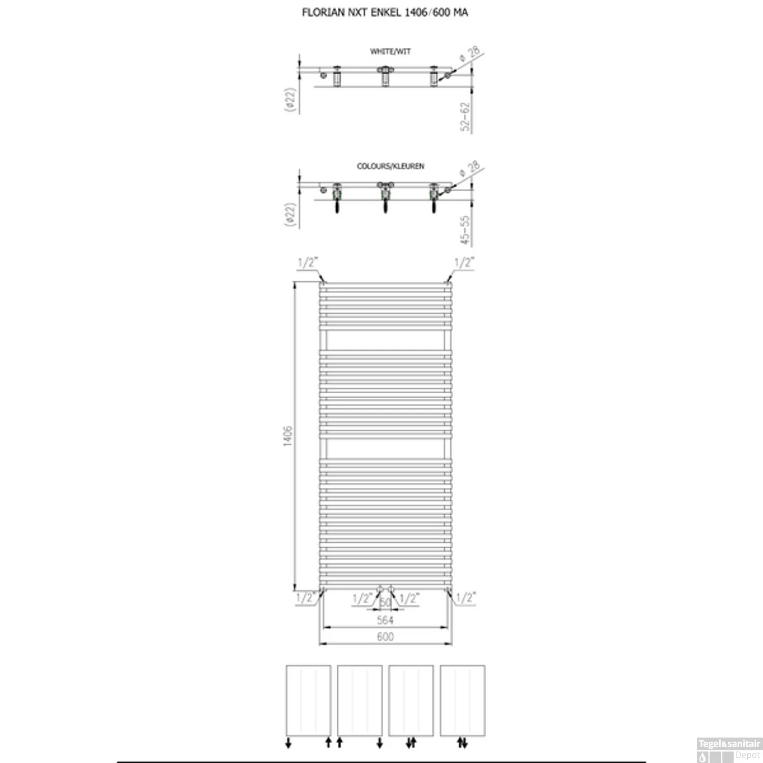 Designradiator Florion Nxt Enkel 140,6 X 60 Cm 881 Watt Wit 4 Designradiator Florion Nxt Enkel 140,6 X 60 Cm 881 Watt Wit - Afbeelding 2