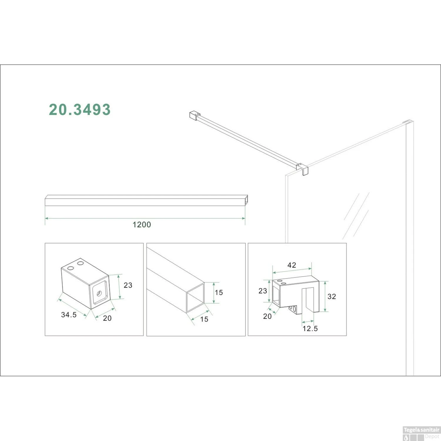 Stabilisatiestang Wiesbaden 120 Cm Mat Wit 4 Stabilisatiestang Wiesbaden 120 Cm Mat Wit - Afbeelding 2