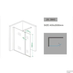 Zijwand Wiesbaden Draaibaar 40x200 Cm 10mm NANO Coating -Badkamerwinkel 20.3843