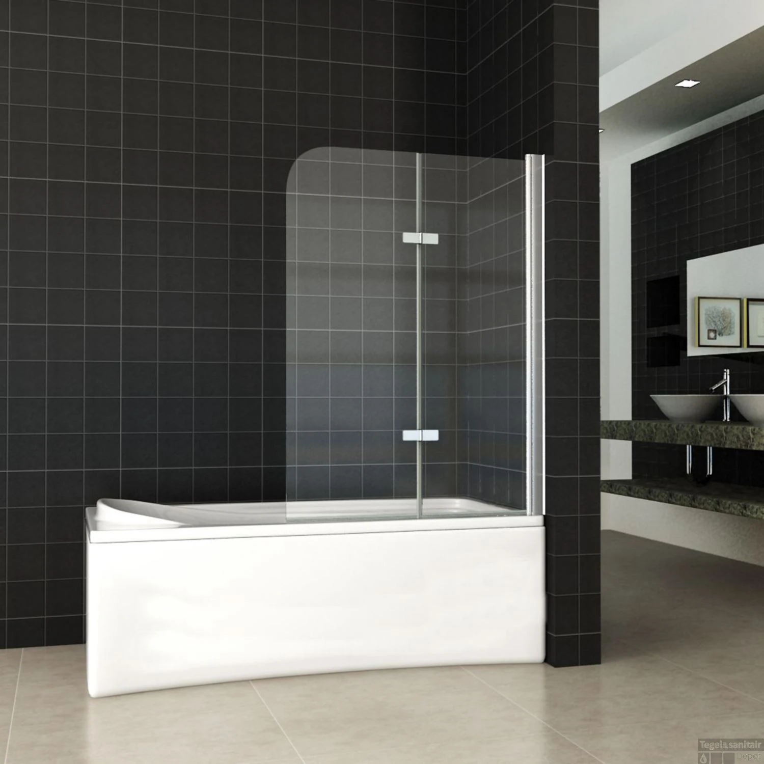 Badwand Wiesbaden Inklapbaar 100x140cm 6mm NANO Coating 3 Badwand Wiesbaden Inklapbaar 100x140cm 6mm NANO Coating