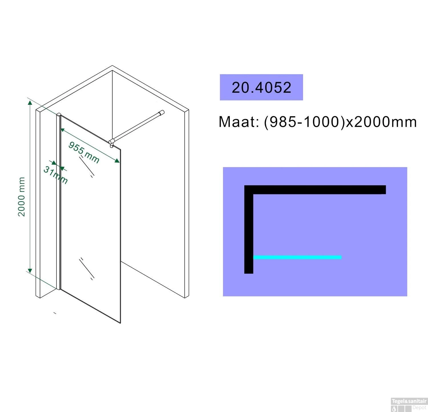 ACTIE Wiesbaden Douchewand 8mm 100X200cm | Nano Coating | Helder | Inloopdouche 8 ACTIE Wiesbaden Douchewand 8mm 100X200cm | Nano Coating | Helder | Inloopdouche - Afbeelding 6