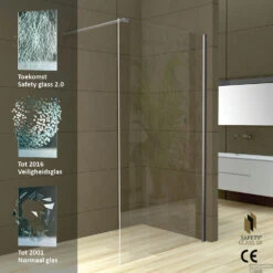 Wiesbaden Safety Glass 2.0 Inloopdouche + Muurprofiel 800x2000 10mm NANO Glas