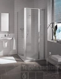 Kermi Ibiza Draaideur 100x185 Segment/scharnier Rechts Matzilver-helder Glas