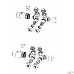 Set Thermostatisch Onderblok Riko Elay Haaks Links/rechts Glans Wit -Badkamerwinkel 43.3575 tekening