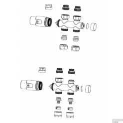 Set Thermostatisch Onderblok Riko Elay Recht Glans Wit -Badkamerwinkel 43.3576 tekening