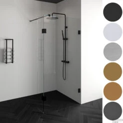 Sanitop Douchewand Profielloos | Met Draaibare Zijwand 30cm | Inloopdouche (Alle Kleuren En Maten)