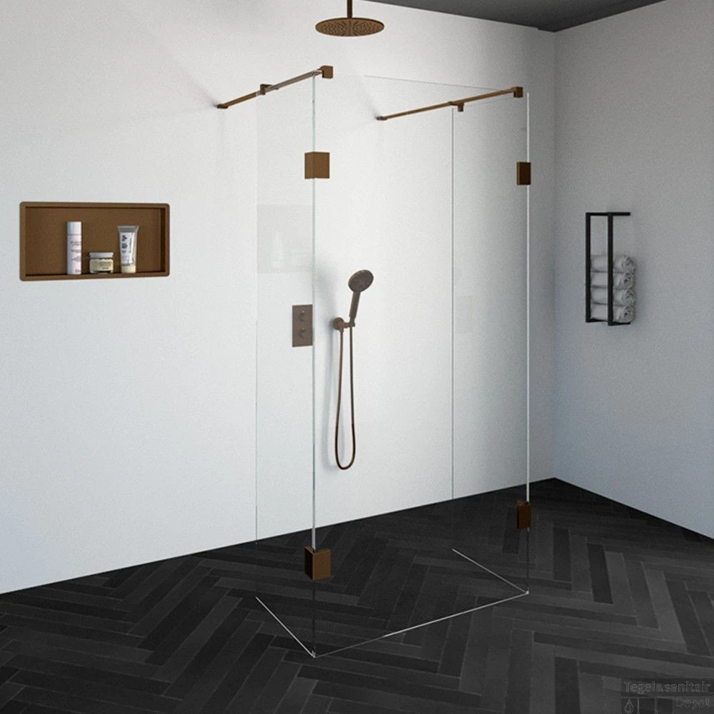 Doorloopdouche Compleet Just Creating Profielloos 100x200 Cm 100/50/50 Koper 3 Doorloopdouche Compleet Just Creating Profielloos 100x200 Cm 100/50/50 Koper