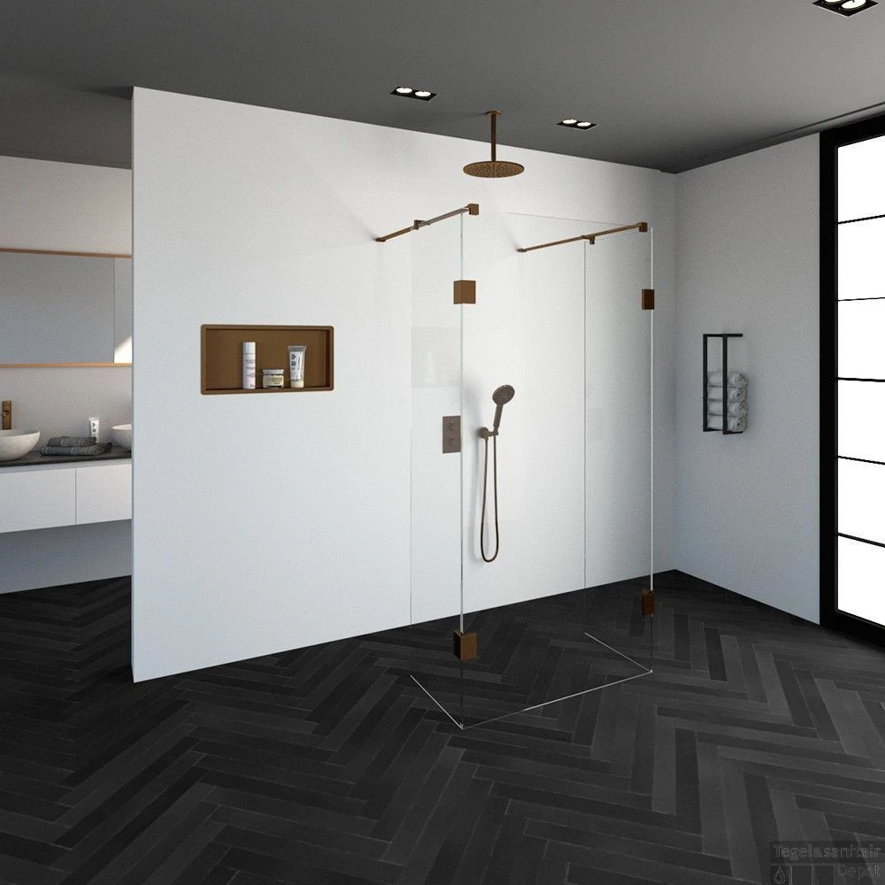 Doorloopdouche Compleet Just Creating Profielloos 100x200 Cm 100/50/50 Koper 4 Doorloopdouche Compleet Just Creating Profielloos 100x200 Cm 100/50/50 Koper - Afbeelding 2