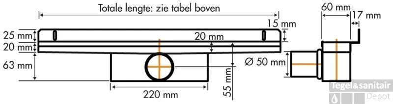 Easydrain Compact Wall 50 Afvoergoot 6x80 Cm. Zijuitlaat Rvs 5 Easydrain Compact Wall 50 Afvoergoot 6x80 Cm. Zijuitlaat Rvs - Afbeelding 3