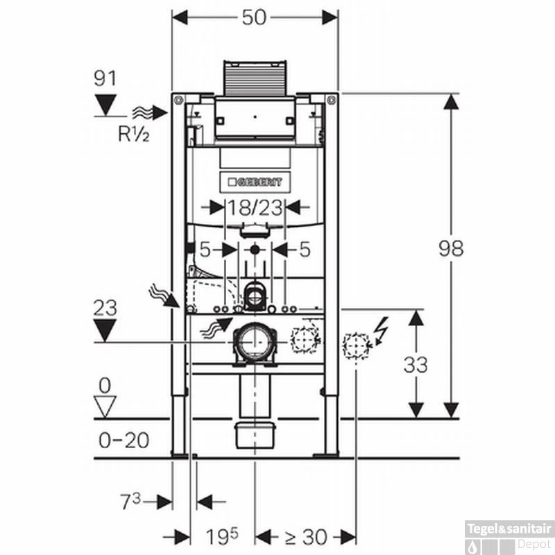 Geberit Duofix Omega Inbouwreservoir H98 Front/planchetbediening 5 Geberit Duofix Omega Inbouwreservoir H98 Front/planchetbediening - Afbeelding 3