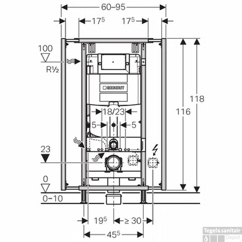 Geberit Gis Easy Omega Inbouwreservoir H120 Frontbediening 4 Geberit Gis Easy Omega Inbouwreservoir H120 Frontbediening - Afbeelding 2