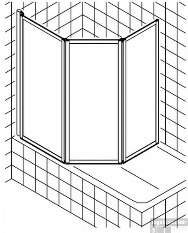 Kermi Vario Badklapwand 3-delig 140 Cm. Parelglas Matzilver-kunststof Glas 4 Kermi Vario Badklapwand 3-delig 140 Cm. Parelglas Matzilver-kunststof Glas - Afbeelding 2
