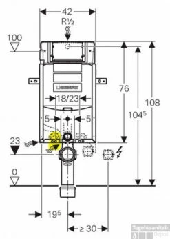 Geberit Kombifix Sigma Inbouwreservoir Up320 Hoogte 108 Cm. -Badkamerwinkel 85859
