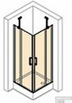 Huppe Classics 2 2-dlg. Hoekinstap 100/100x200 Cm. Gl.zilver-antiplaque Glas