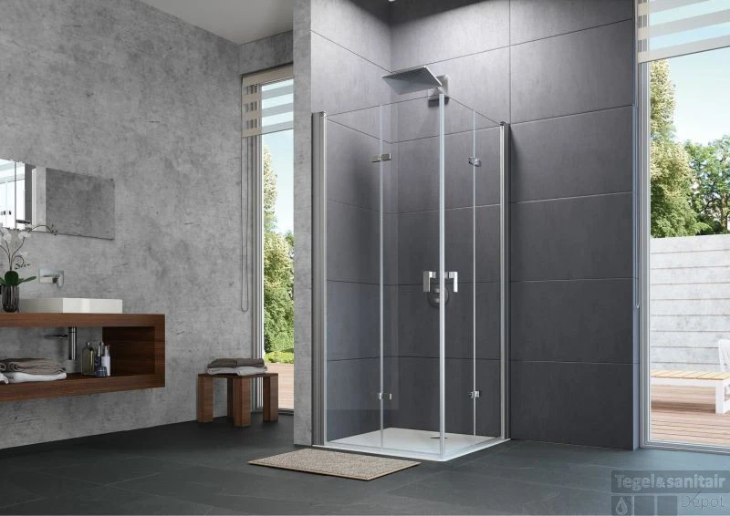 Huppe Design Pure 2-delige Vouwdeur Sft Rechts 90 X 190 Cm. Chroom Look-helder Glas 4 Huppe Design Pure 2-delige Vouwdeur Sft Rechts 90 X 190 Cm. Chroom Look-helder Glas - Afbeelding 2