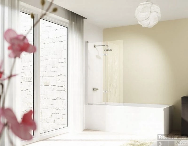 Huppe Design Pure 1-delige Badklapwand 75x150 Cm. Chroom Look-helder Glas 4 Huppe Design Pure 1-delige Badklapwand 75x150 Cm. Chroom Look-helder Glas - Afbeelding 2