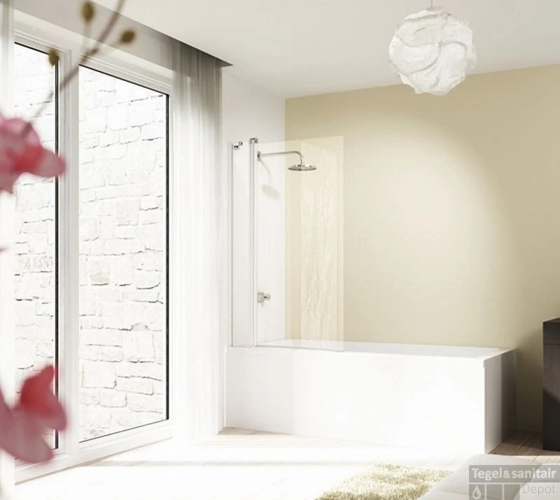 Huppe Design Pure 2-delige Badklapwand 95x150 Cm. Chroom Look-helder Glas 4 Huppe Design Pure 2-delige Badklapwand 95x150 Cm. Chroom Look-helder Glas - Afbeelding 2