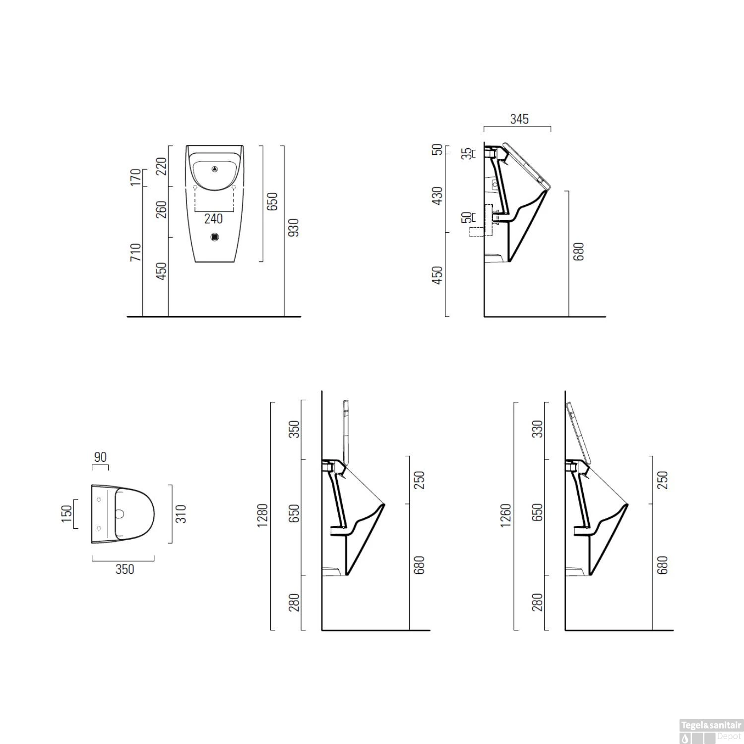 Urinoir Sapho Sand 31x65x34.5 Cm ExtraGlaze Keramiek Wit 5 Urinoir Sapho Sand 31x65x34.5 Cm ExtraGlaze Keramiek Wit - Afbeelding 3