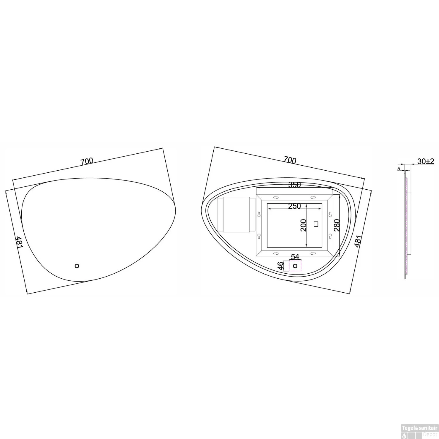 Badkamerspiegel Boss & Wessing Luma Dimbare LED Verlichting Condensvrij 70x50 Cm 4 Badkamerspiegel Boss & Wessing Luma Dimbare LED Verlichting Condensvrij 70x50 Cm - Afbeelding 2
