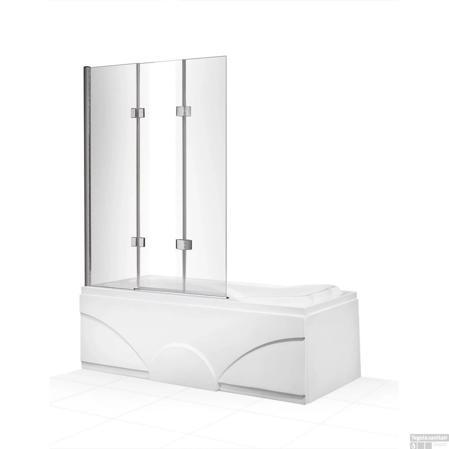 Badwand Boss & Wessing Bibi Recht 120x140cm Scharnierend 3-delig Omkeerbaar 6mm 4 Badwand Boss & Wessing Bibi Recht 120x140cm Scharnierend 3-delig Omkeerbaar 6mm - Afbeelding 2