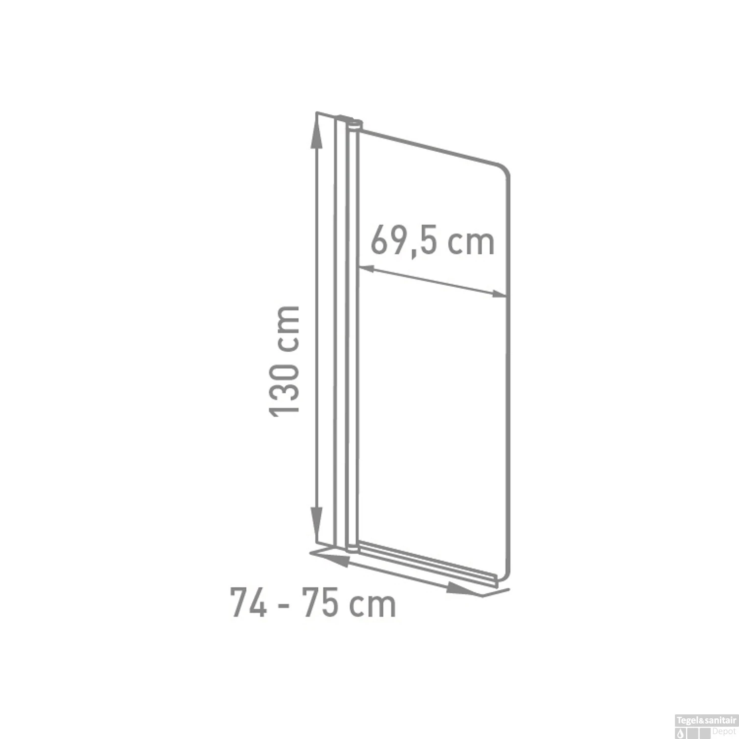 Badwand VM Go Ammos Deco 75x130cm Scharnierend Chroom Profiel 4mm Veiligheidsglas - Afbeelding 2