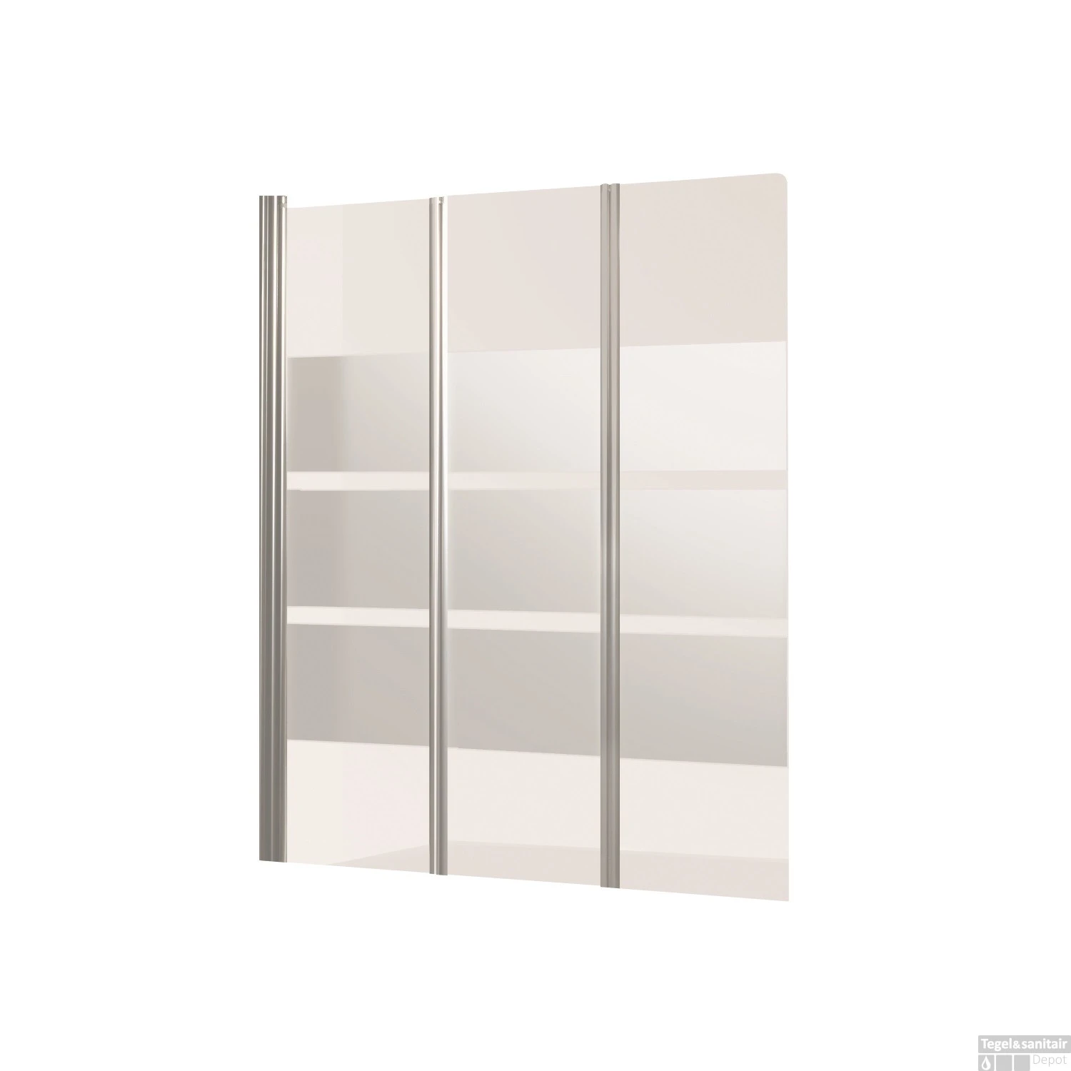 Badwand VM Go Balos Deco 3-delig 130x140cm Scharnierend Chroom Profiel 5mm Veiligheidsglas