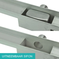 RVS Douchegoot BASIC Met Uitneembaar Sifon 70x7cm 6,7cm Diep TEGEL ROOSTER 14 RVS Douchegoot BASIC Met Uitneembaar Sifon 70x7cm 6,7cm Diep TEGEL ROOSTER -Badkamerwinkel basic tegel rooster 70cm 4