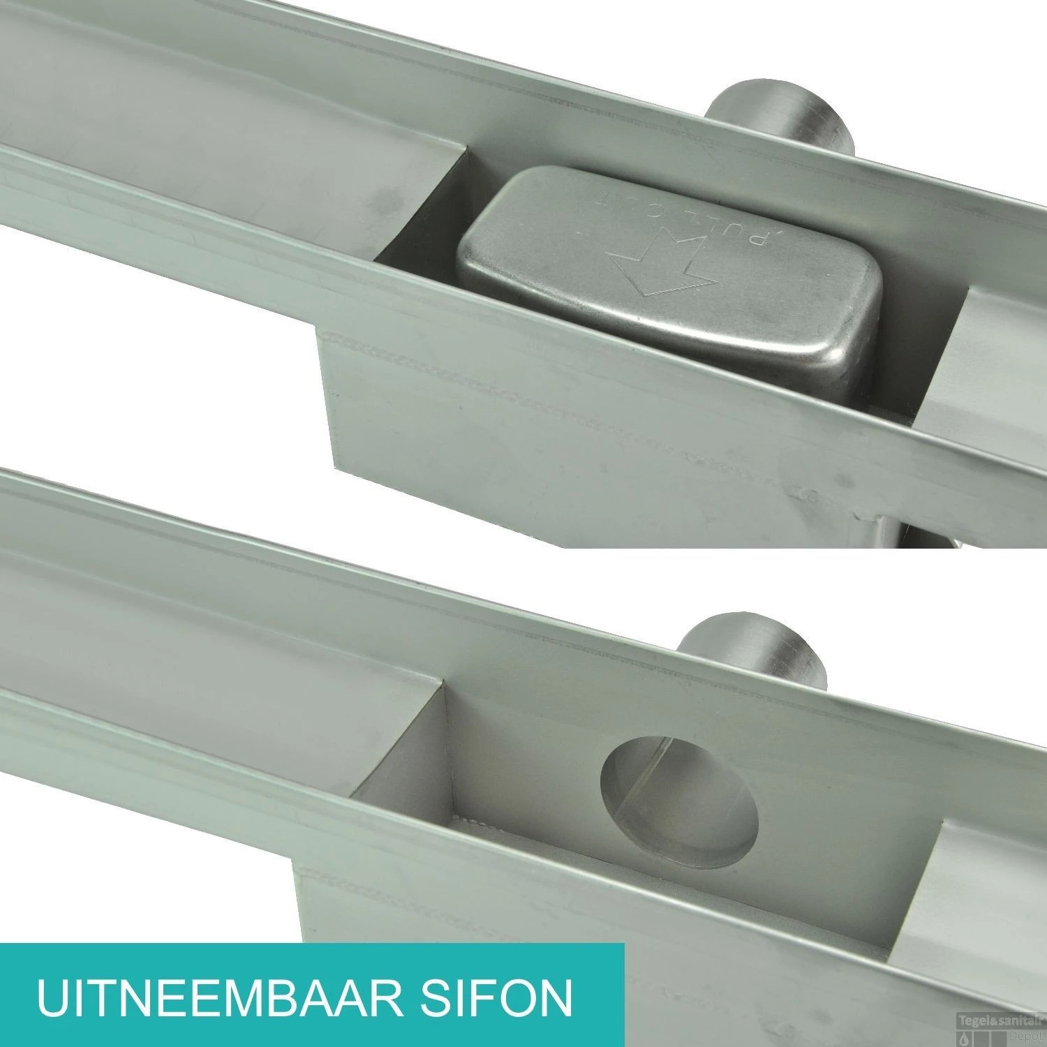 RVS Douchegoot BASIC Met Uitneembaar Sifon 70x7cm 6,7cm Diep TEGEL ROOSTER 6 RVS Douchegoot BASIC Met Uitneembaar Sifon 70x7cm 6,7cm Diep TEGEL ROOSTER - Afbeelding 4