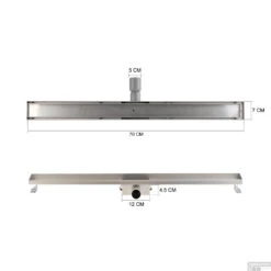 RVS Douchegoot BASIC Met Uitneembaar Sifon 70x7cm 6,7cm Diep TEGEL ROOSTER 17 RVS Douchegoot BASIC Met Uitneembaar Sifon 70x7cm 6,7cm Diep TEGEL ROOSTER -Badkamerwinkel basic tegel rooster 70cm tech