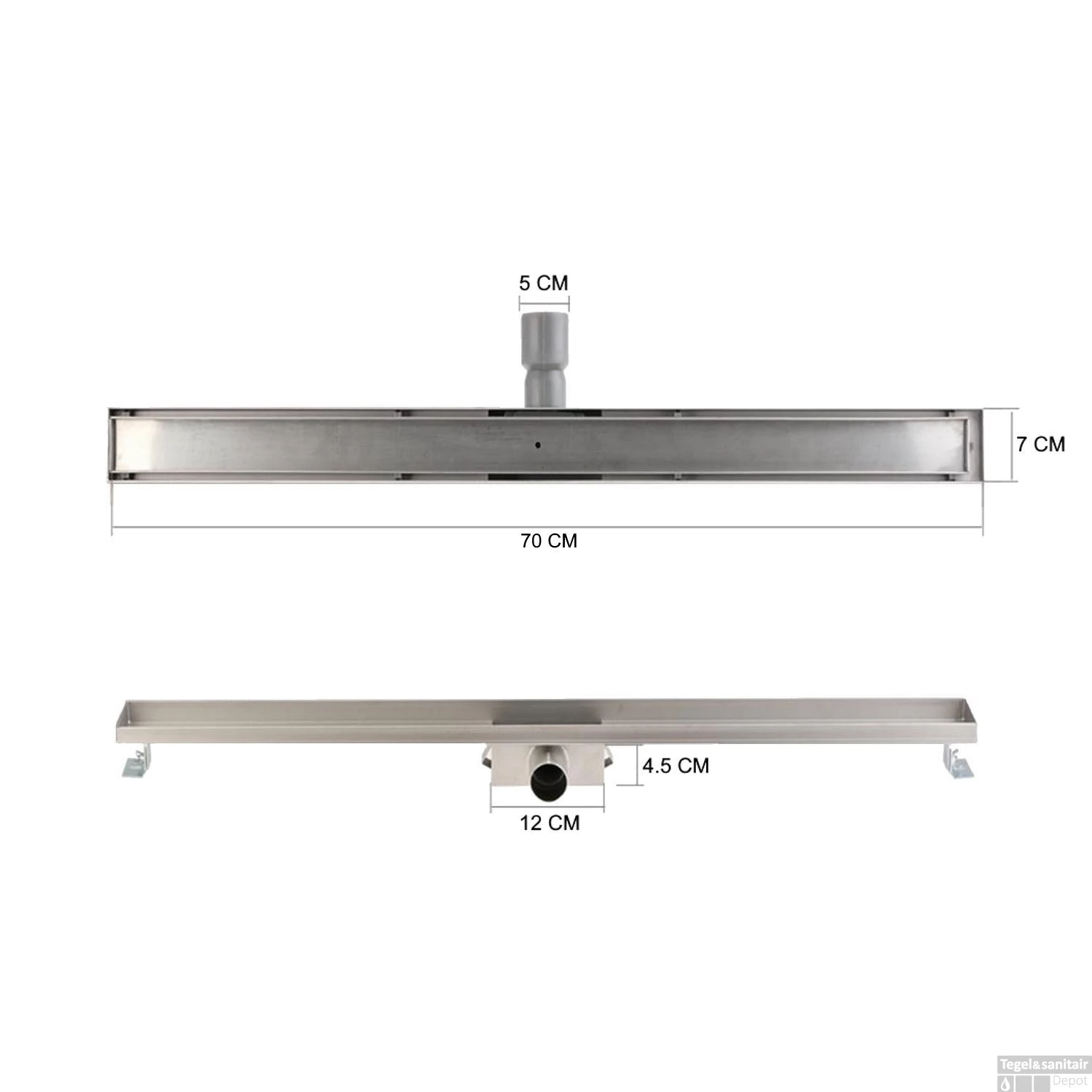 RVS Douchegoot BASIC Met Uitneembaar Sifon 70x7cm 6,7cm Diep TEGEL ROOSTER 9 RVS Douchegoot BASIC Met Uitneembaar Sifon 70x7cm 6,7cm Diep TEGEL ROOSTER - Afbeelding 7