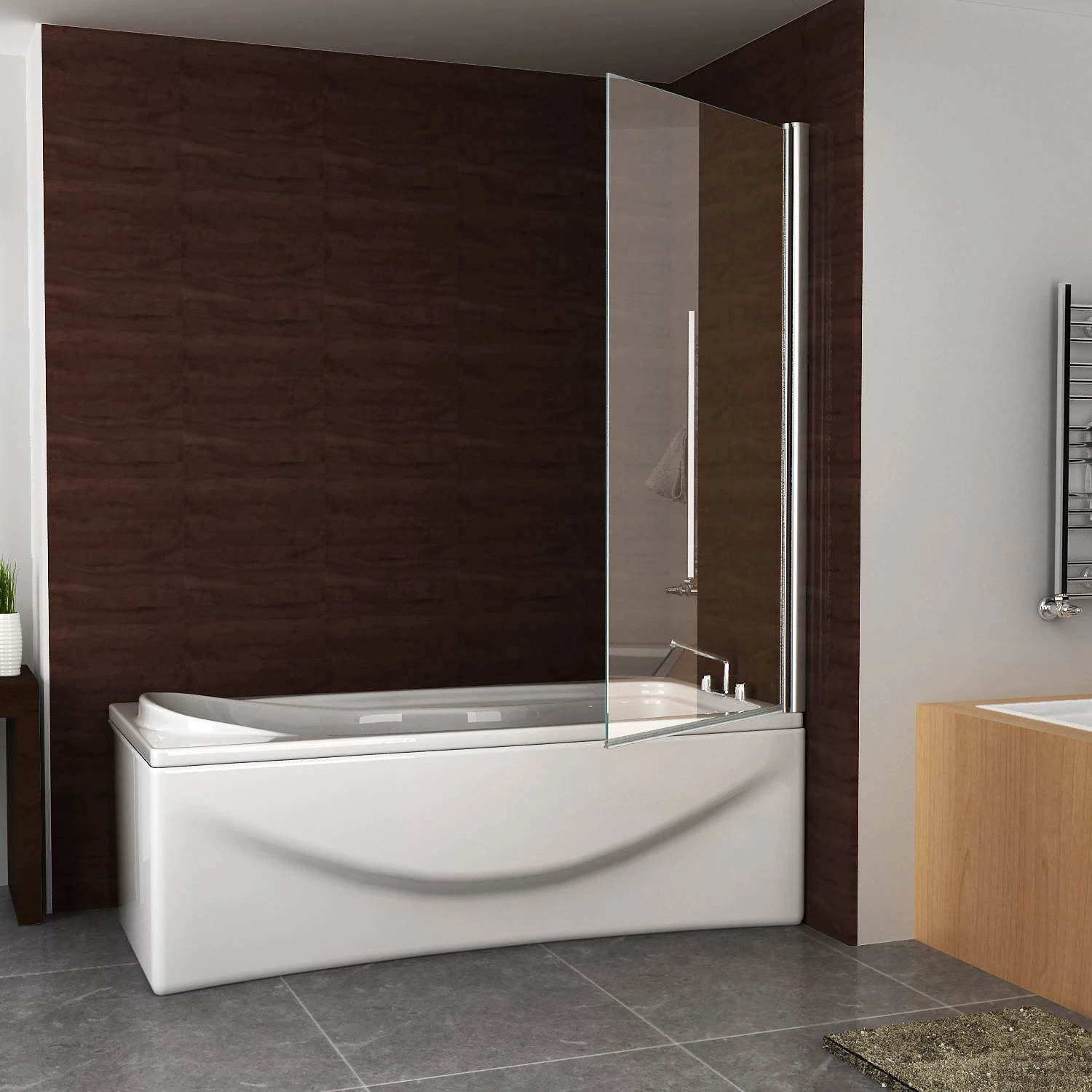 BWS Badwand 80x150cm 6mm NANO Veiligheidsglas Chroom 4 BWS Badwand 80x150cm 6mm NANO Veiligheidsglas Chroom - Afbeelding 2