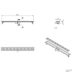 BWS Douchegoot Flens Met Uitneembaar Sifon 90x7x6.7cm RVS Mat Zwart -Badkamerwinkel bws douchegoot flens met uitneembaar sifon 90x7x6.7cm rvs mat zwart tech