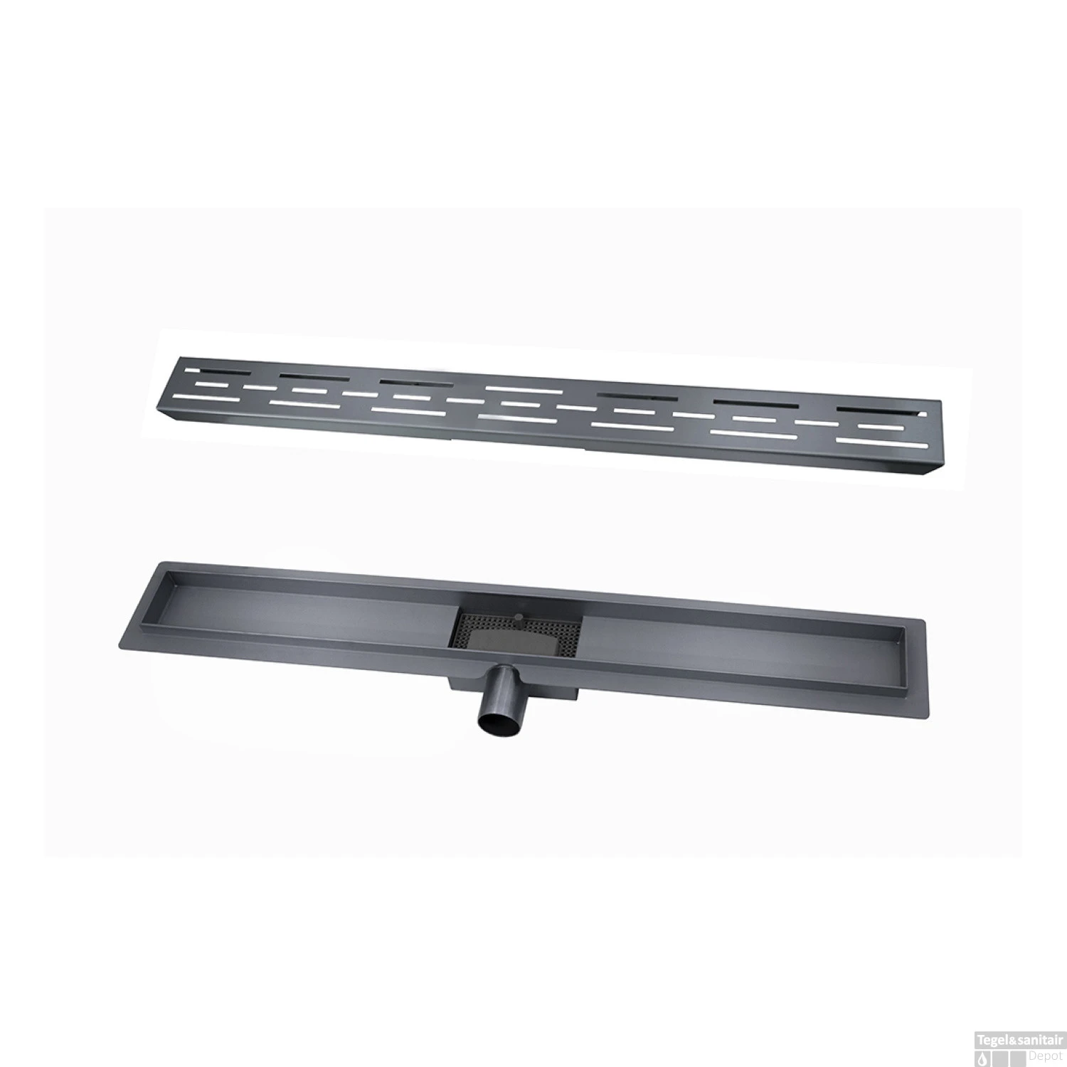 BWS Douchegoot Flens Met Uitneembare Haarfilter 80x7x6.7 Cm Gunmetal - Afbeelding 2