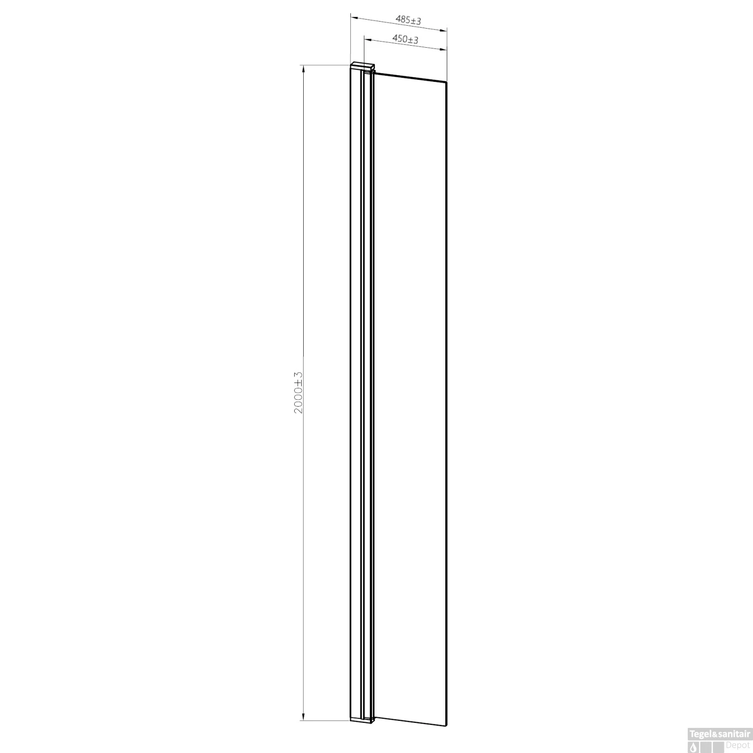 BWS Draaibare Douchewand 45x200 Cm 8mm NANO Glas Mat Zwart - Afbeelding 3