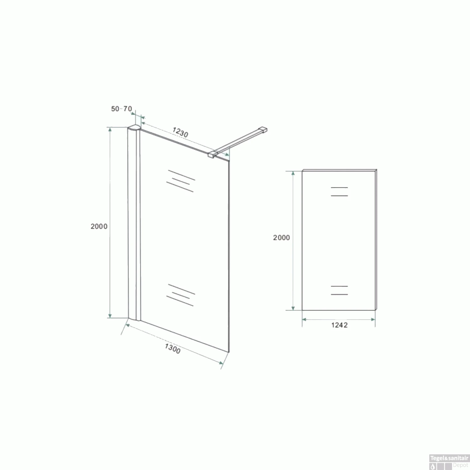 BWS Eco Inloopdouche Met Muurprofiel 130x200cm 8mm NANO Coating 9 BWS Eco Inloopdouche Met Muurprofiel 130x200cm 8mm NANO Coating - Afbeelding 7