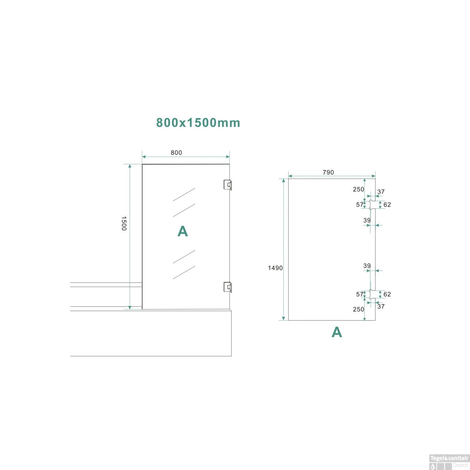 BWS Profielloze Badwand Draaibaar 80x150 Cm 6mm NANO Coating 4 BWS Profielloze Badwand Draaibaar 80x150 Cm 6mm NANO Coating - Afbeelding 2