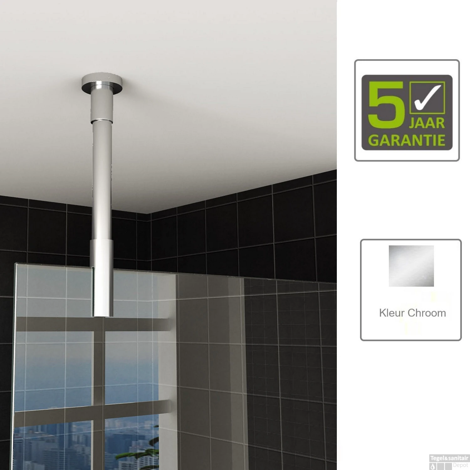 BWS Plafond Stabilisatiestang Rond 100 Cm Inkortbaar Chroom 3 BWS Plafond Stabilisatiestang Rond 100 Cm Inkortbaar Chroom