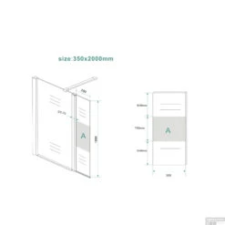 BWS Zijwand Met Scharnierprofiel Links En Middenband 35x200 Cm 10mm NANO Coating -Badkamerwinkel bws zijwand met scharnierprofiel en middenband 35x200 cm 10mm nano coating tech