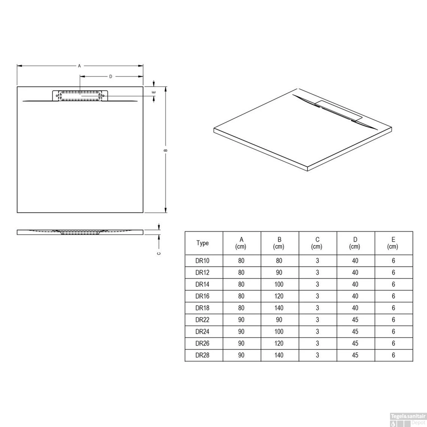 Douchebak Riho Isola 90x90 Cm Mat Antraciet 6 Douchebak Riho Isola 90x90 Cm Mat Antraciet - Afbeelding 4