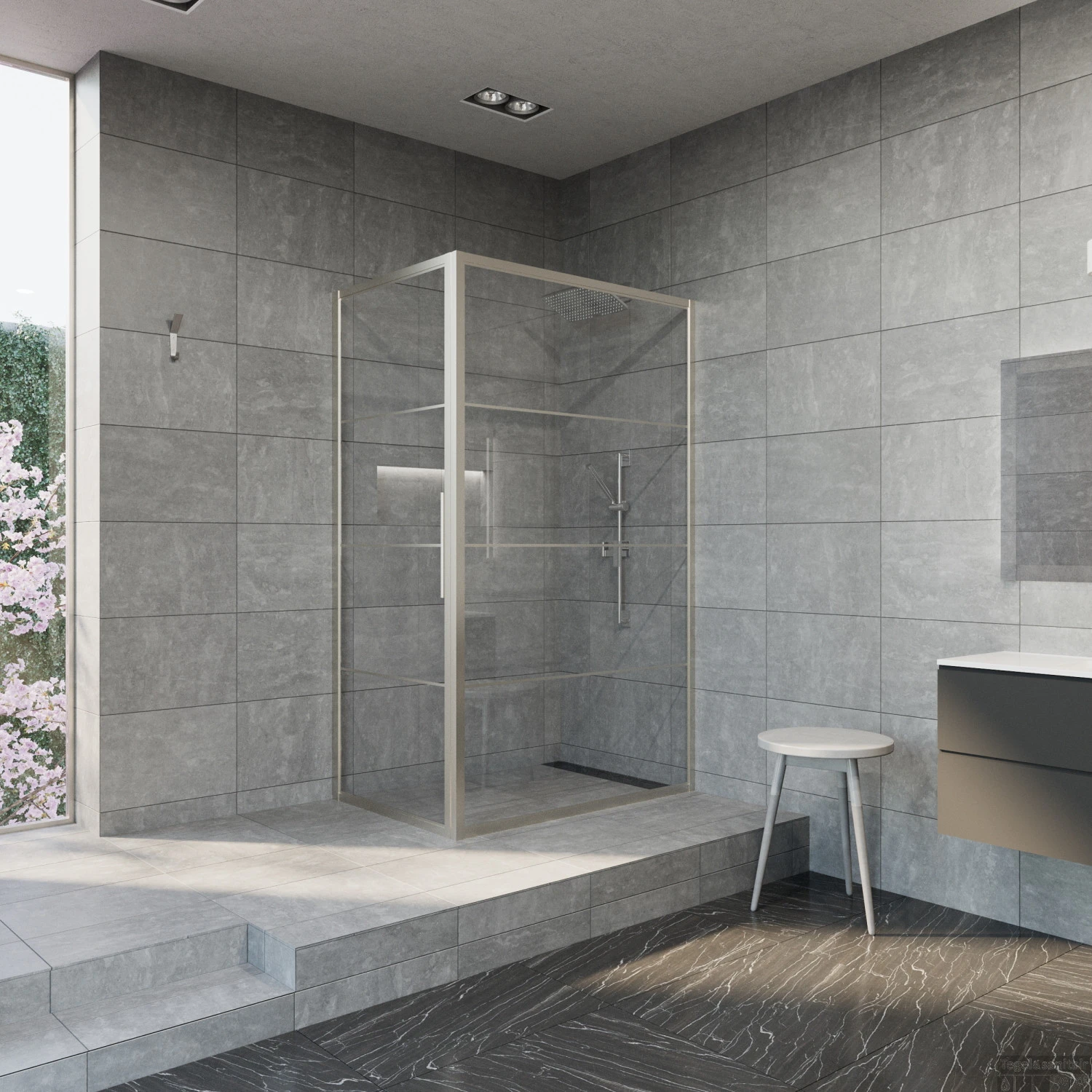 Douchecabine BWS Frame 120x80 Cm 8 Mm NANO Glas Met Raster RVS 5 Douchecabine BWS Frame 120x80 Cm 8 Mm NANO Glas Met Raster RVS - Afbeelding 3