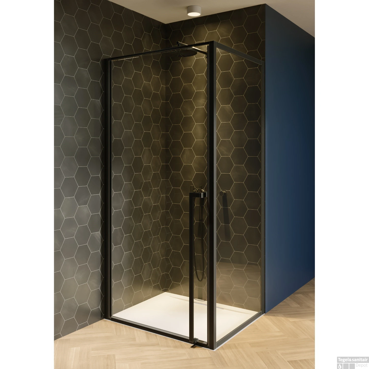 Douchecabine Riho Lucid GD201 Omkeerbaar Verstelbaar Aluminium 200x100x80 Cm Mat Zwart