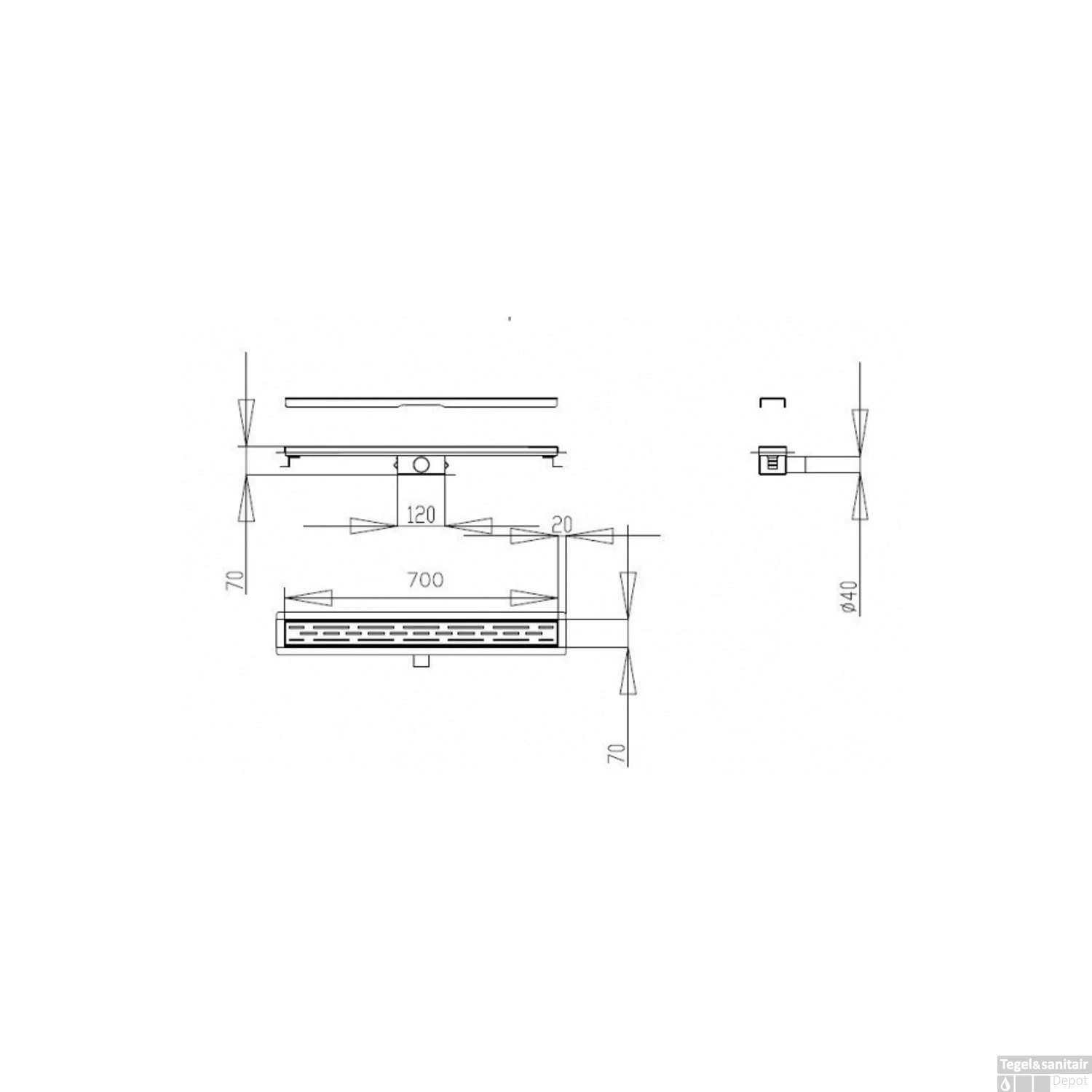 Douchegoot Best Design Nancy Met Flens 70x7x7 Cm RVS Mat Goud 5 Douchegoot Best Design Nancy Met Flens 70x7x7 Cm RVS Mat Goud - Afbeelding 3