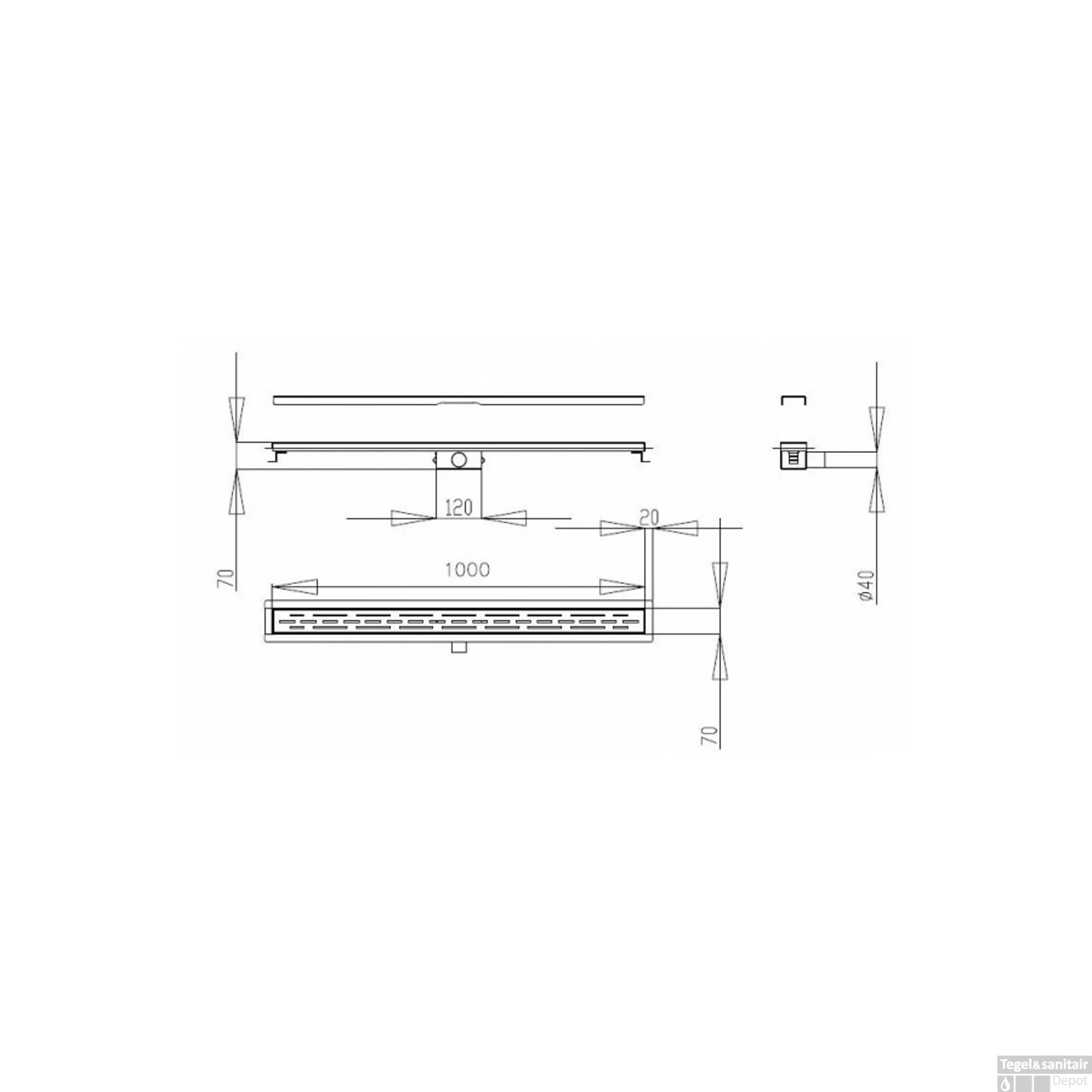 Douchegoot Best Design Nancy Met Flens 100x7x7 Cm RVS Mat Goud - Afbeelding 3