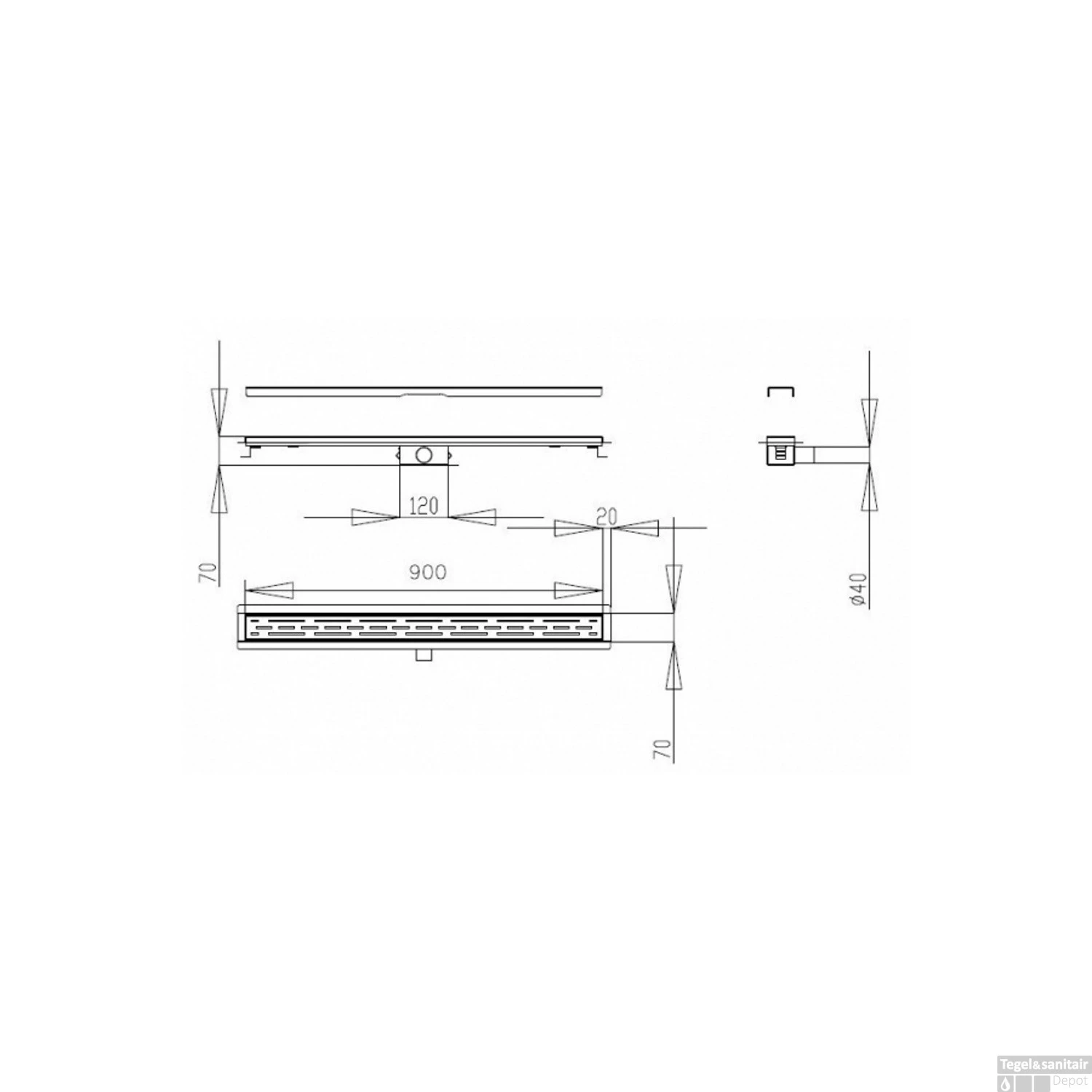Douchegoot Best Design Nancy Met Flens 90x7x7 Cm RVS Mat Goud - Afbeelding 3