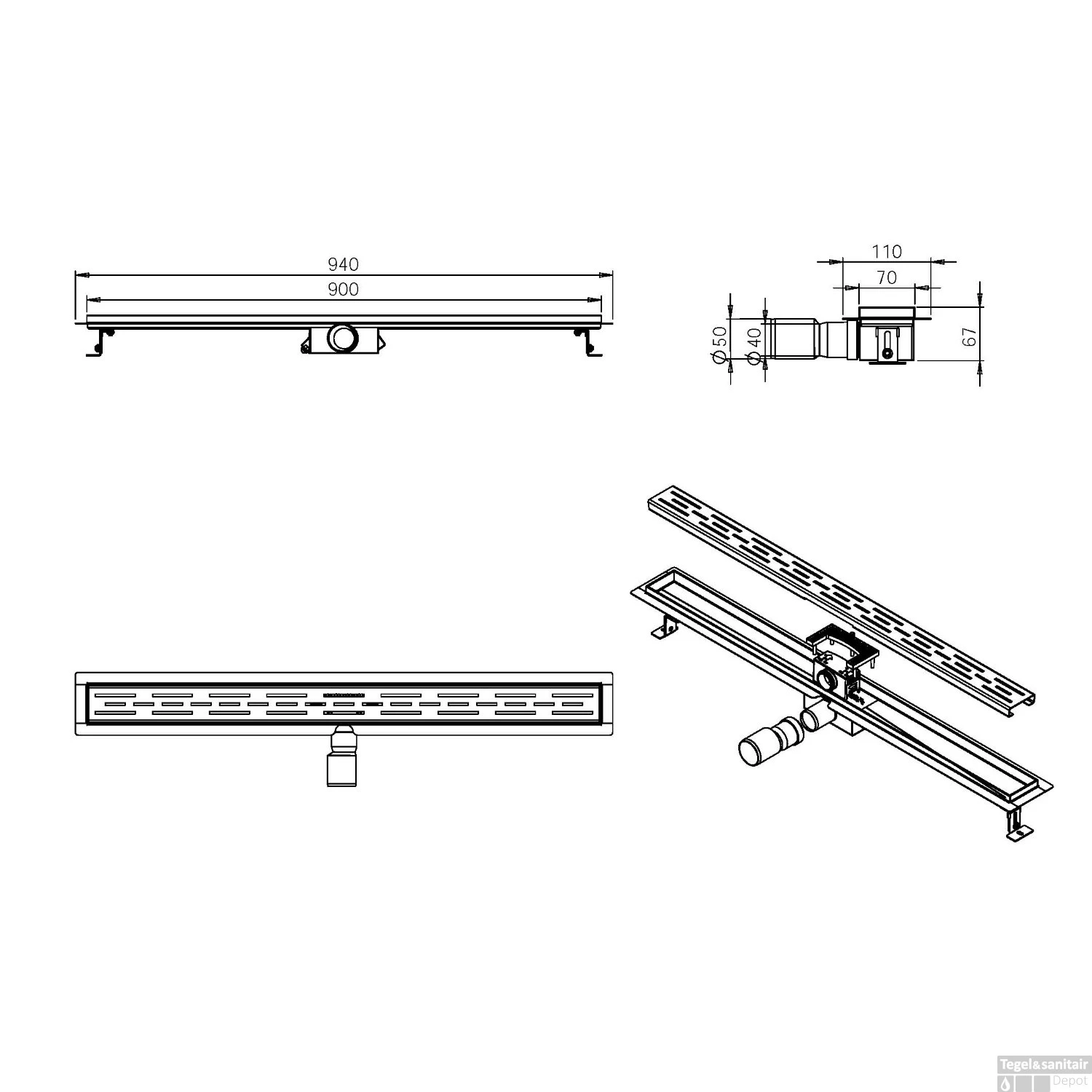 Douchegoot Wiesbaden Met Flens 90x7cm 6.7cm Diep Geborsteld Koper 7 Douchegoot Wiesbaden Met Flens 90x7cm 6.7cm Diep Geborsteld Koper - Afbeelding 5