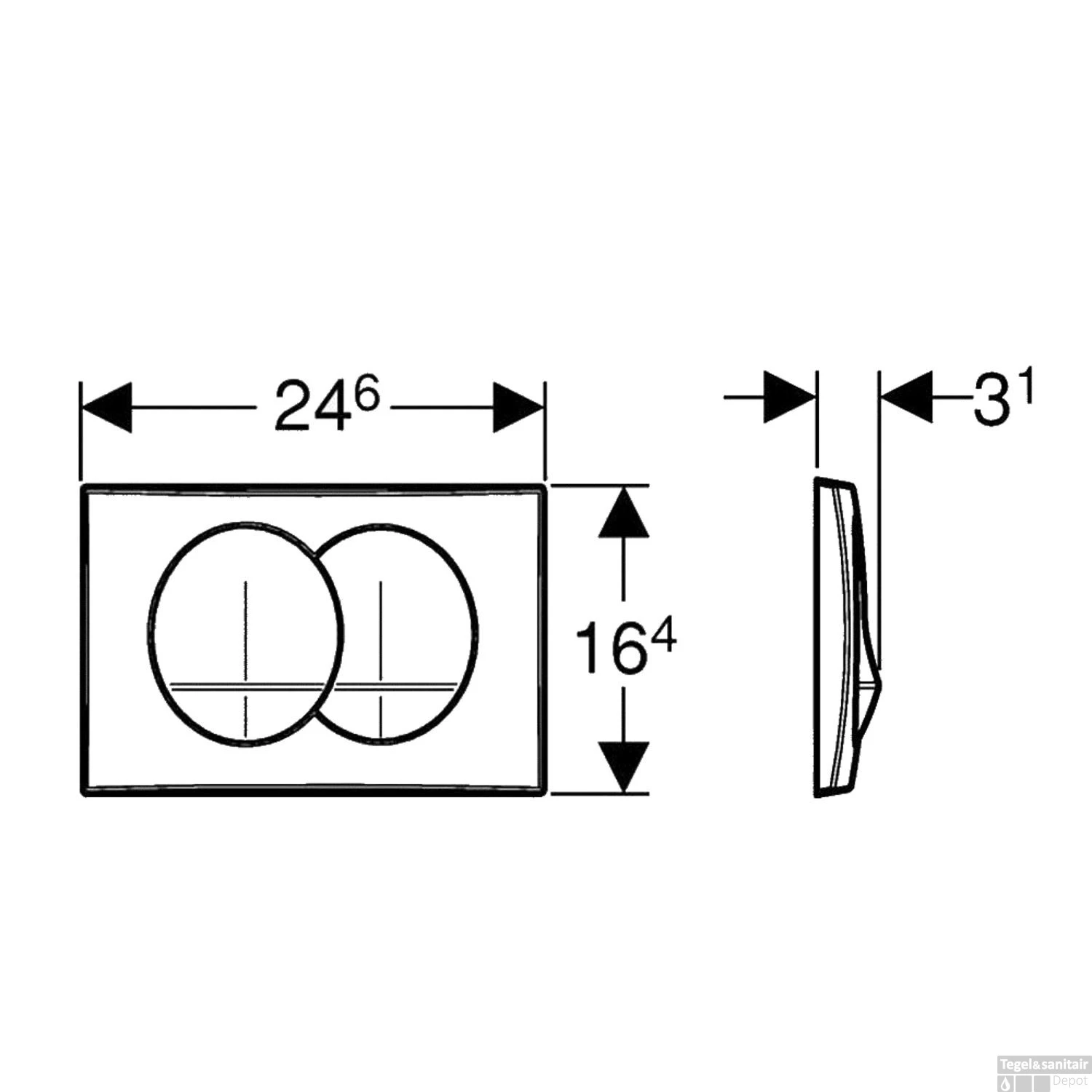 Drukplaat Geberit Delta 20 DualFlush Frontbediening Wit 4 Drukplaat Geberit Delta 20 DualFlush Frontbediening Wit - Afbeelding 2