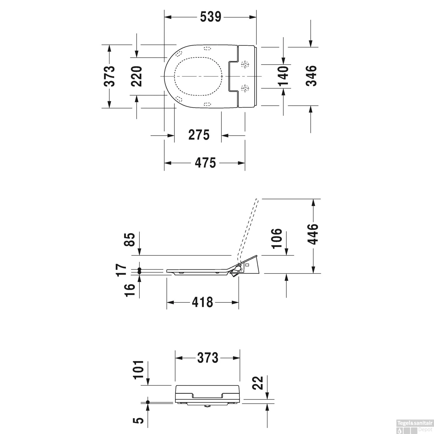 Duravit Douche WC SensoWash Slim ME By Starck Met Closetzitting 37.3x57x10.6 Cm Keramiek En Duroplast Wit - Afbeelding 7