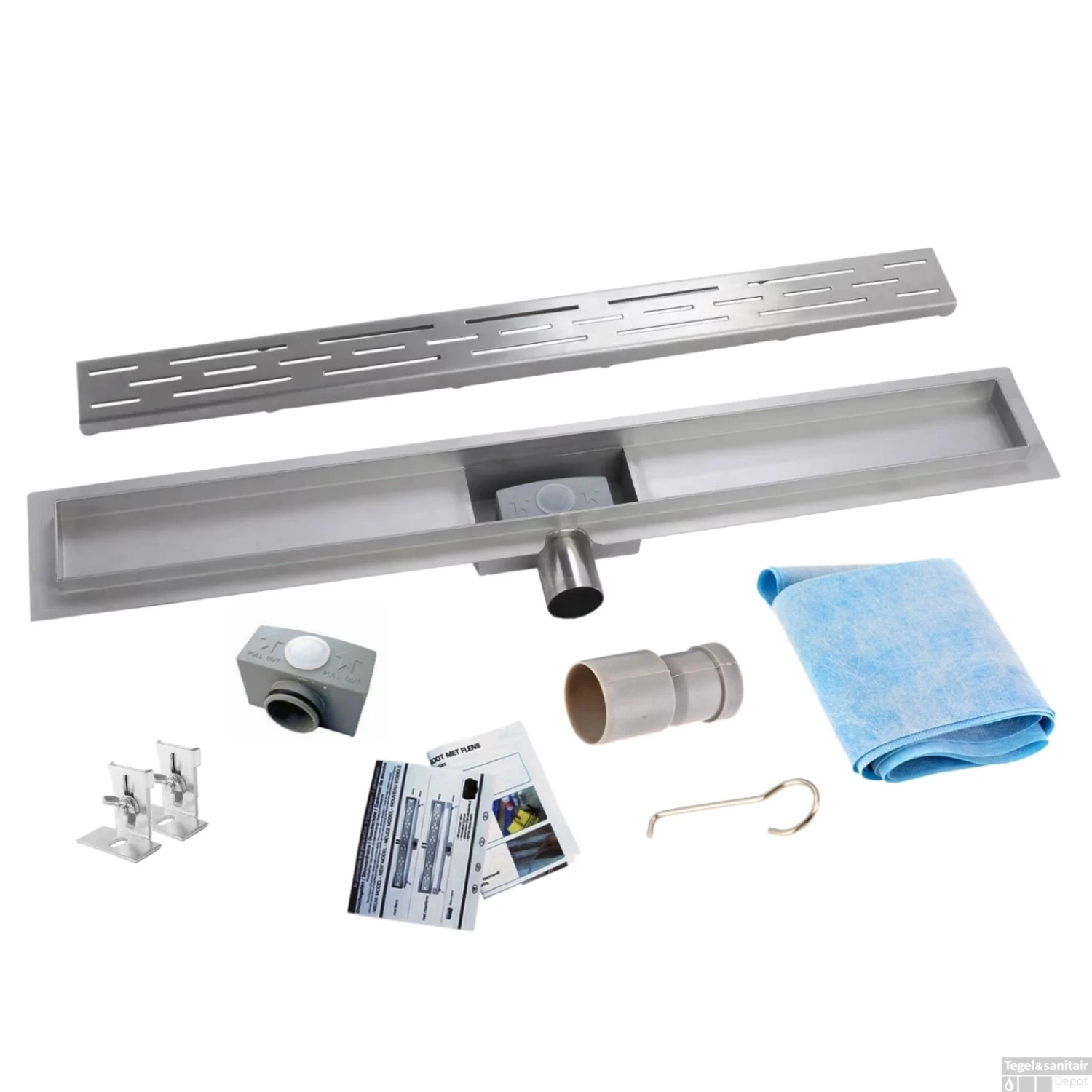 RVS Douchegoot Flens Met Uitneembaar Sifon 160x7cm 6,7cm Diep STANDAARD ROOSTER 10 RVS Douchegoot Flens Met Uitneembaar Sifon 160x7cm 6,7cm Diep STANDAARD ROOSTER - Afbeelding 8