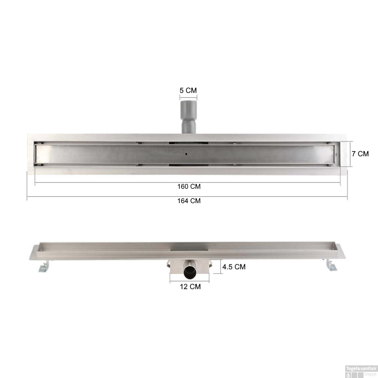 RVS Douchegoot Flens Met Uitneembaar Sifon 160x7cm 6,7cm Diep STANDAARD ROOSTER 8 RVS Douchegoot Flens Met Uitneembaar Sifon 160x7cm 6,7cm Diep STANDAARD ROOSTER - Afbeelding 6