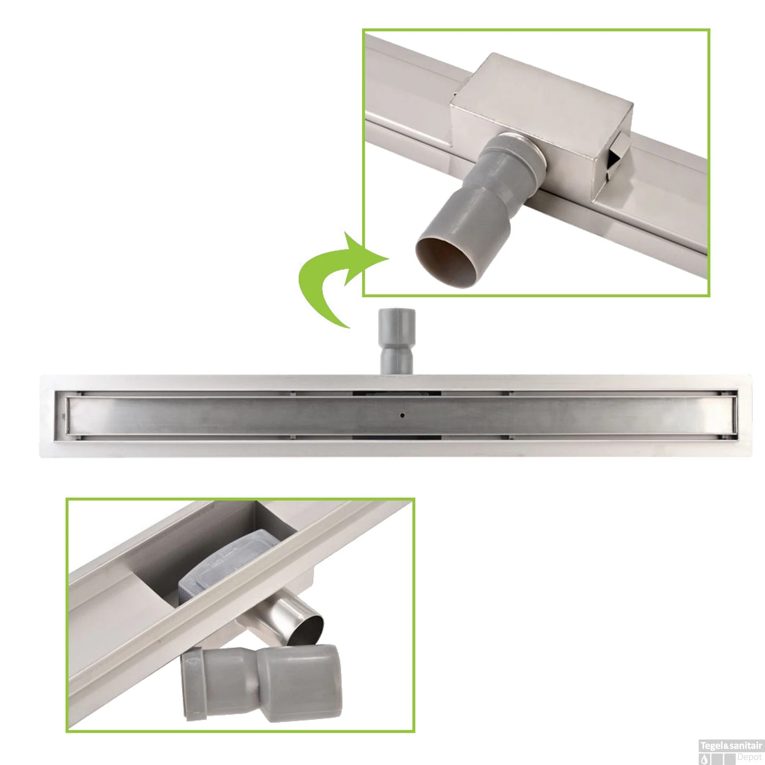 Mat Zwarte RVS Douchegoot Flens Met Uitneembaar Sifon 80x7cm 6,7cm Diep MAT ZWART ROOSTER 6 Mat Zwarte RVS Douchegoot Flens Met Uitneembaar Sifon 80x7cm 6,7cm Diep MAT ZWART ROOSTER - Afbeelding 4